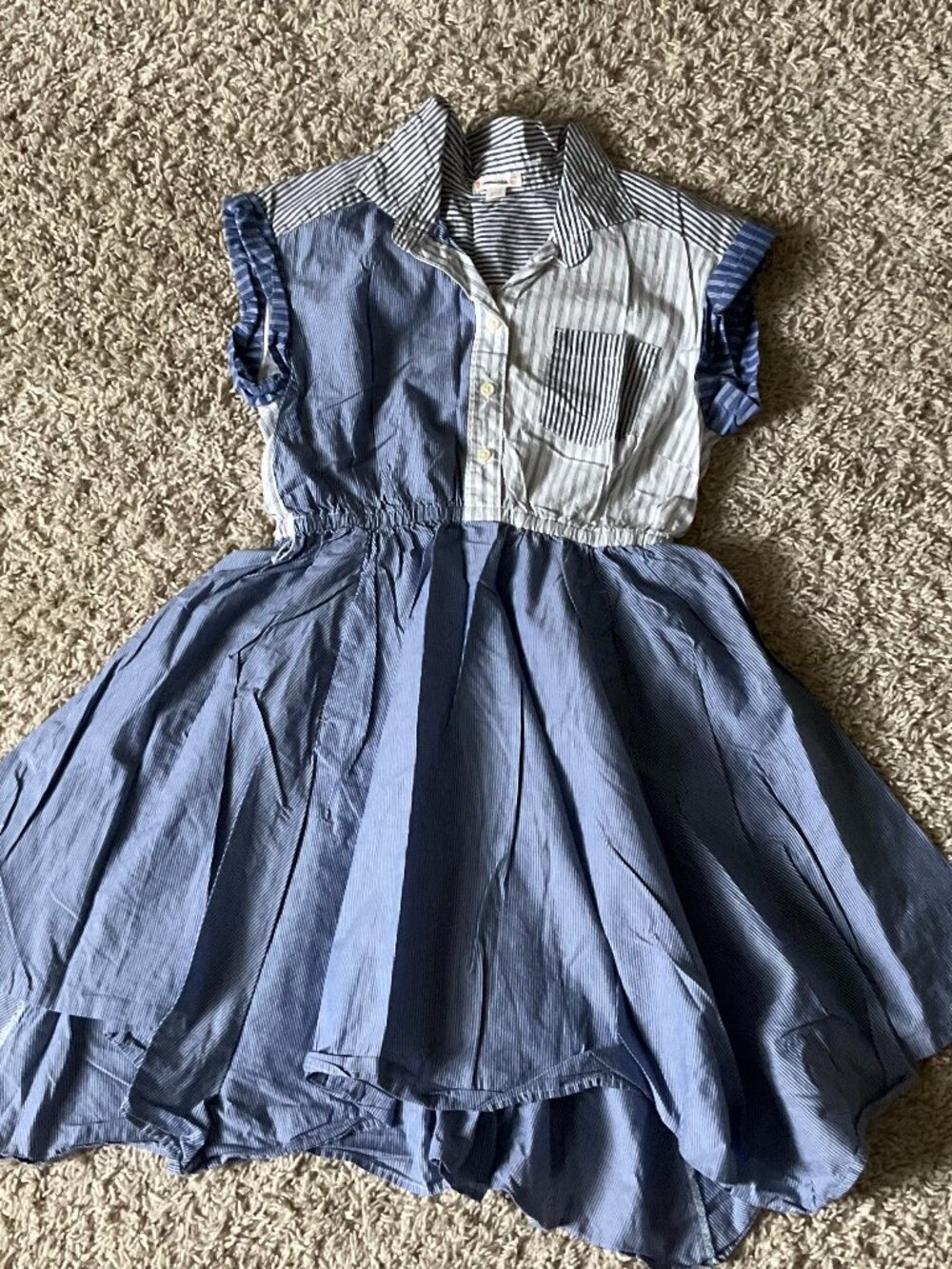 j.crew Crewcuts GIRLS' collared STRIPED dress with asymmetrical skirt. size: 12.